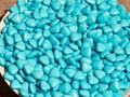 many blue candies in the shape of hearts Royalty Free Stock Photo