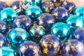 Many blue colorful Xmas balls