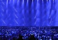Blue lights of performance stage at live concert