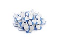 Many blue like thumb up icons on white background. Social media concept