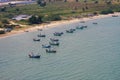 Many boat lying on a wave surface of the sea