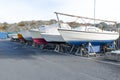 Many boat on storage for the winter