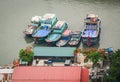 Many boats at the pier in Halong, Vietnam