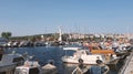 many boats, sailboats, motorboats and yachts moored in the marina Royalty Free Stock Photo