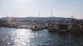 many boats, sailboats, motorboats and yachts moored in the marina