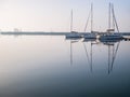 Many boats and yachts anchored at the touristic port or harbor in Mangalia, Constanta Royalty Free Stock Photo
