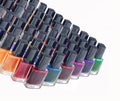 Many bottles of nail polish Royalty Free Stock Photo