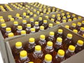 Many bottles of sunflower oil