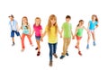 Many boys and girls stand together holding hands Royalty Free Stock Photo