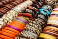 Many braclets at african market Royalty Free Stock Photo