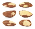 Many Brazil nuts isolated on white, set Royalty Free Stock Photo