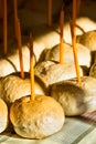 Many breads with candles