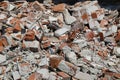 Background of bricks with mortar of a damaged house Royalty Free Stock Photo