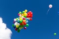 Many bright baloons in the blue sky Royalty Free Stock Photo