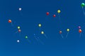 Many bright baloons in the blue sky Royalty Free Stock Photo
