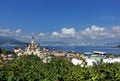 Many bright castle towers in the amusement park