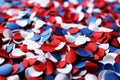 Many bright confetti as background. USA Independence Day Royalty Free Stock Photo