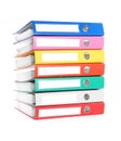 Many bright office folders isolated on white Royalty Free Stock Photo
