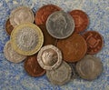 many british coins of different denominations