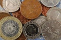 many british coins of different denominations