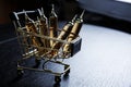 Many brown ampoules set in cart