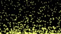 Many bubbles floating in the darkness. A grain of light that emits yellow light. black back. rendering.