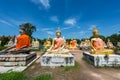 Many Budddha statues against blue sky Royalty Free Stock Photo