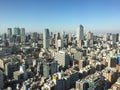 Many buildings in Tokyo, Japan