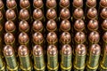 Many bullets for a pistol with copper tips Royalty Free Stock Photo