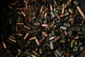 Many bullets. War, ammunition, aggression concepts. Rows of bullet. Bullets Background. Royalty Free Stock Photo