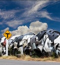 Many bumpers with sky clouds. Royalty Free Stock Photo