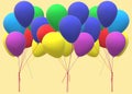 Many bunches of balloons for celebration advertisements and related Royalty Free Stock Photo