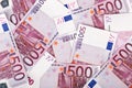 Many bundle of 500 Euro bank notes Royalty Free Stock Photo