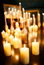 Many burning candles on a mirrored background Royalty Free Stock Photo