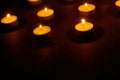Many burning circle candles