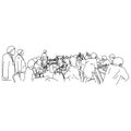 Many business people in meeting room vector illustration sketch doodle hand drawn with black lines isolated on white background Royalty Free Stock Photo