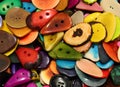 many buttons made with palm seeds also called vegetable ivory Royalty Free Stock Photo