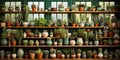 many cacti and succulents in clay pots on the windows Royalty Free Stock Photo