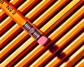 Fresh Batch of No 2 Pencils with Pink Eraser on a Diagonal Royalty Free Stock Photo