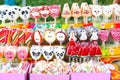 Many candies. An assortment of colourful, festive sweets, ice-cream and candy. Mixed colorful fruit bonbon close up Royalty Free Stock Photo