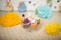 Many Capcakes with New Year`s decor Royalty Free Stock Photo