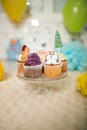 Many Capcakes with New Year`s decor Royalty Free Stock Photo