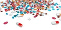 Many capsules, pills and tablets of medicines and food supplements