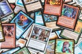 Many cards of Magic The Gathering board game