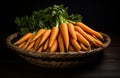 Many carrots placed raw in container