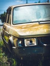 Abandoned old car on city streets