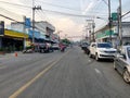 Many cars park at both side of the road at Paknampran Hua Hin, Thailand December 22, 2018 Royalty Free Stock Photo