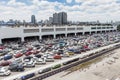 Many cars in the parking lot