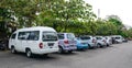 Many cars parking at the Lotus temple in Bali, Indonesia