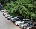 Many cars parking at the park in Nanning, China